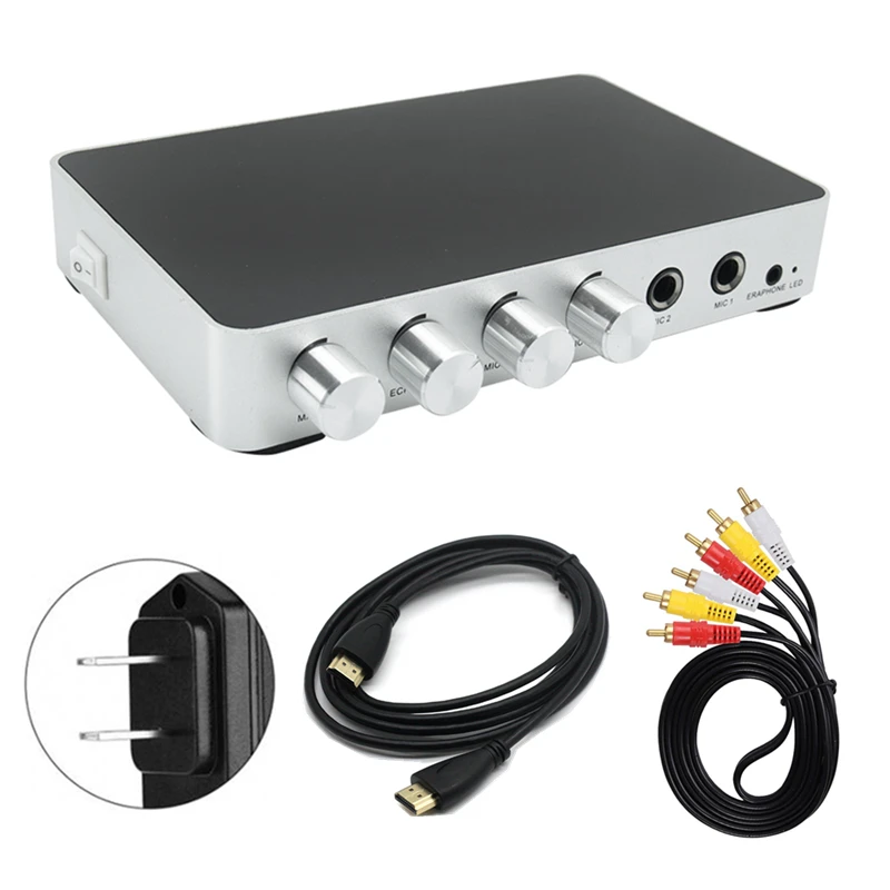 Микшер KM200 4K Mini HD для караоке аудиомикшер с двумя микрофонами регулировка