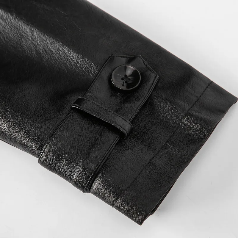 Куртка мужская из искусственной кожи мотоциклетный длинный роскошный Тренч