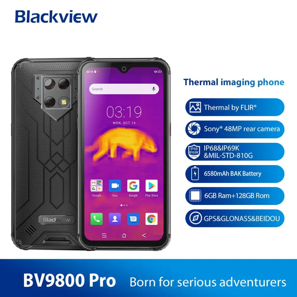 Blackview BV9800 Pro Phone 6 ГБ 128 Водонепроницаемый отпечаток лица ID 3 Android 9 0 Helio P70 Беспроводной заряжать 4G 48MP