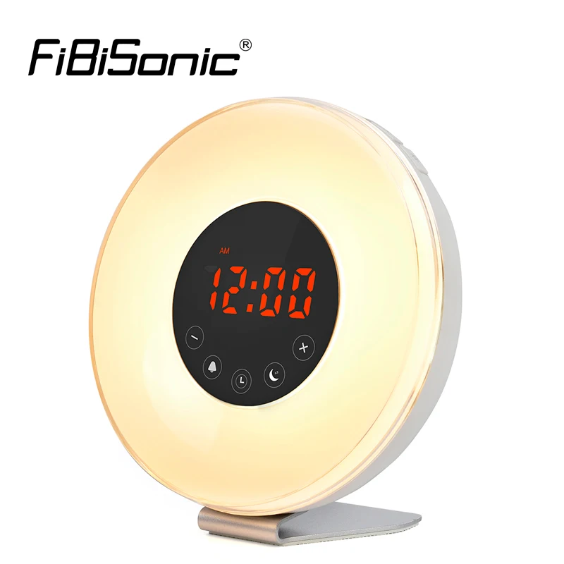 

Touch Control Wake Up 7 Color LED Light Sunrise Simulation Alarm Clock with 6 Natural Sounds&FM Radio&Snooze&Sunset Alarm Clocks