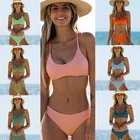 Новинка 2021, милая модная однотонная женская раздельная бикини, комплект из 2 предметов, женский ярко-розовый купальник, стринги, бикини, купальник Cupshe