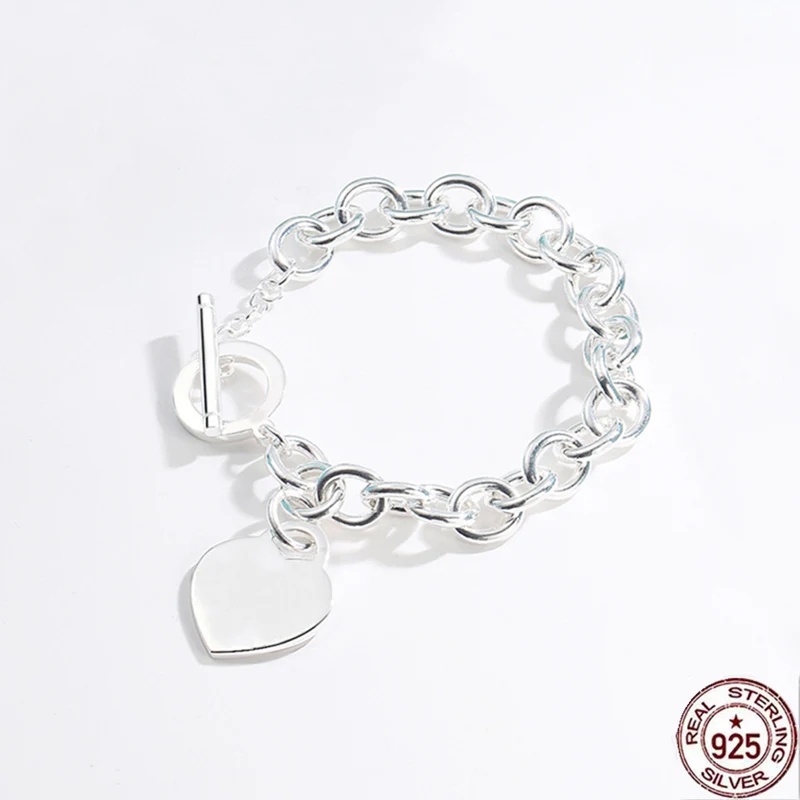 

New Woman Classic O-chain S925 Sterling Silver Heart Pendant Bracelet Chain Luxury Brand Jewelry Couple Holiday Gift
