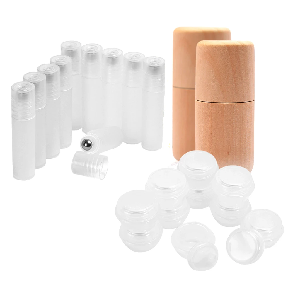 10x пустые банки под крем для глаз + 2x древесины бутылок с эфирными маслами