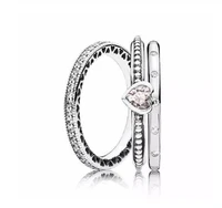 925 sterling silver pandora ring stackable hearts with crystal rings for women wedding party gift fashion jewelry