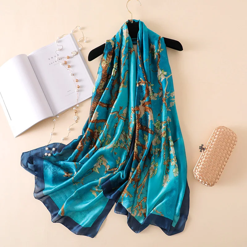 New Design Brand Zijden Sjaals Zomer Vrouwen Sjaals En Wraps Print Hijaabs Sjaals Foulard Femme Pashmina Strand Stola Luxe