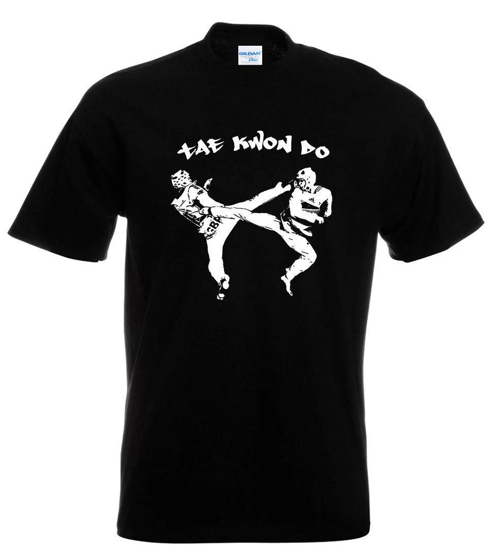 Летние Стиль футболка для тхэквондо Корея Каратэ с О образным вырезом коротким