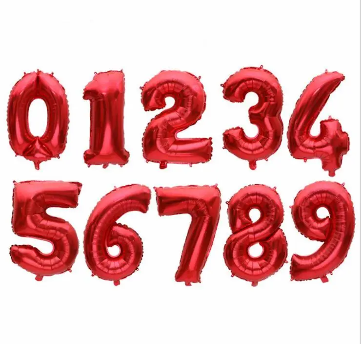 red 16 32 дюймов фольгированные воздушные шары на день рождения воздушные гелиевые цифры шары цифры Свадьба С Днем Рождения украшения Детские воздушные шары для дня рождения - Цвет: red