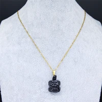2022 black tortoise stainless steel natural stone necklaces for women gold color chain necklace jewelry cadenas mujer nxs04