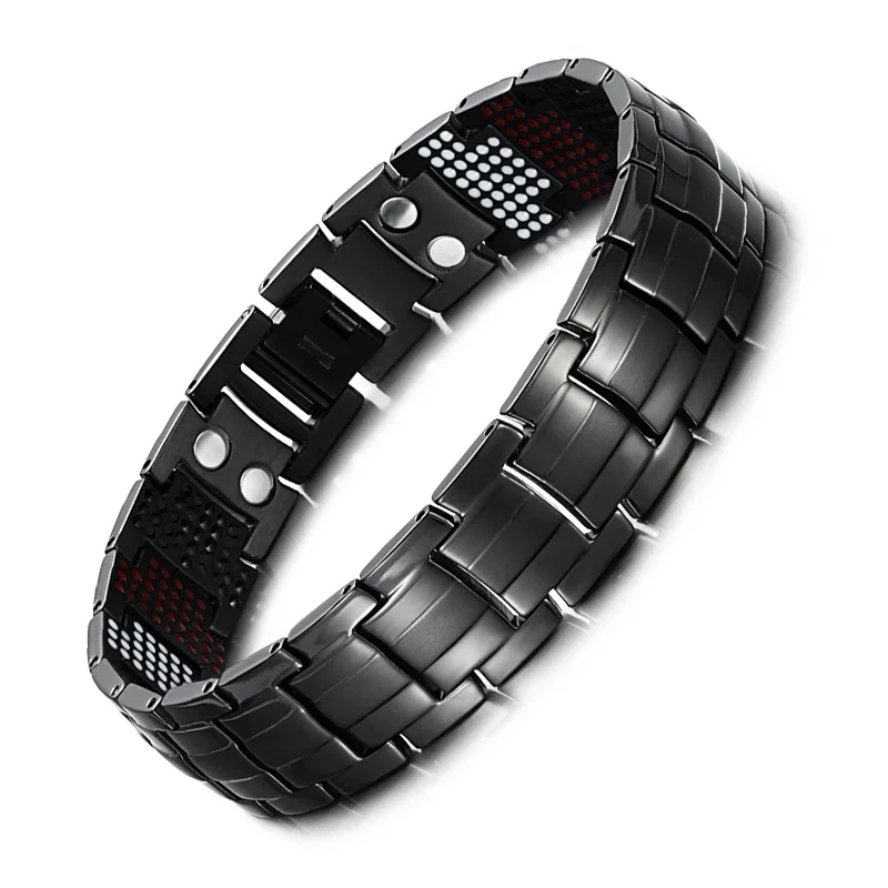

Male Bracelet Health Germanium Bracelet Charm Black Titanium Magnetic Therapy Bangles Unique Wristband Men Jewelry