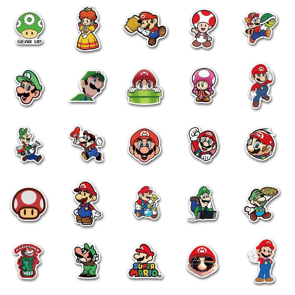 10/30/50 uds juego de Super Mario pegatinas para pared decoraci&oacute;n nevera de la bici de la motocicleta refrigerador pegatinas para coche ordenador port&aacute;til juguete de dibujo animado para ni&ntilde;os-4