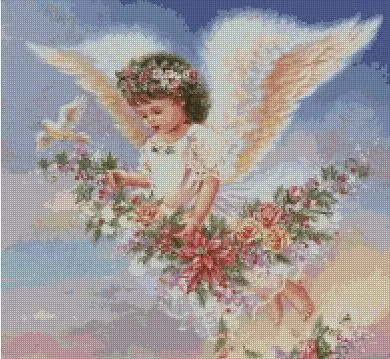 

Higher Cotton Free delivery Top Quality counted cross stitch kit flower angel with bird HAE-RW007