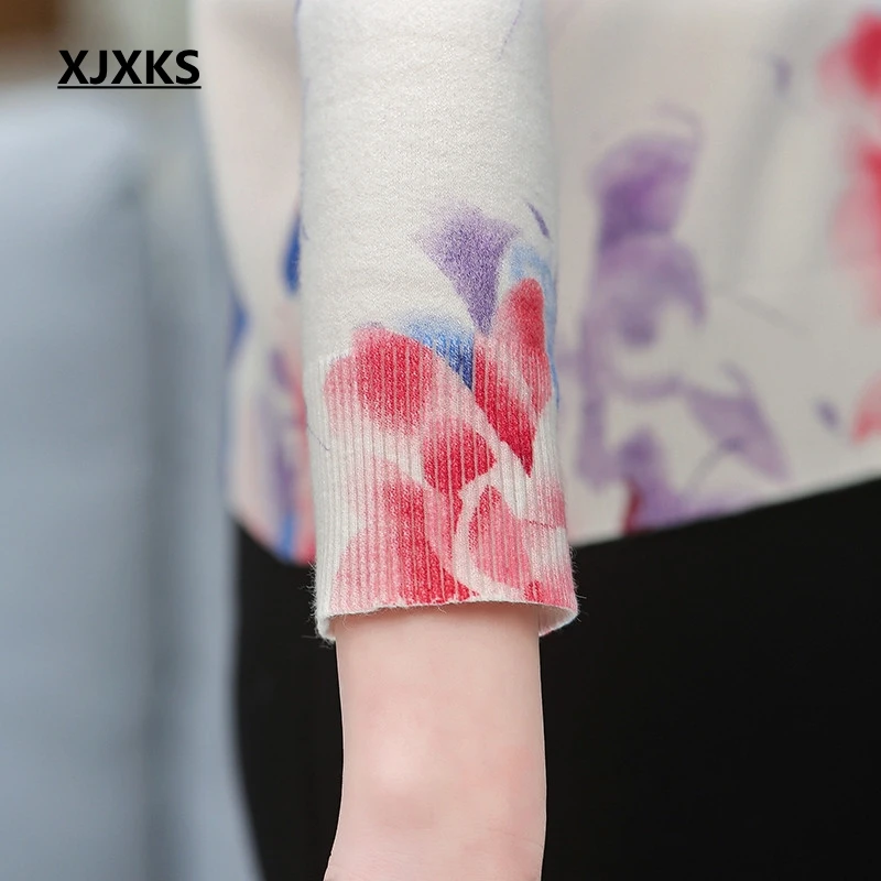 XJXKS New 2020 Spring Pring Sweater Women Knitted Shirt Long Sleeves Loose Pullover Plus Size Wool Jumper | Женская одежда