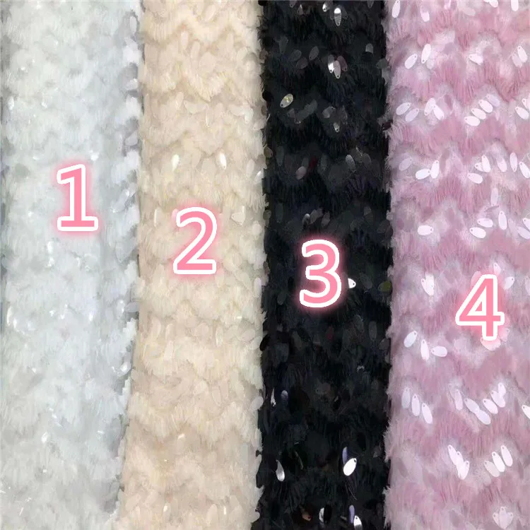 

New Women's Dress Beautiful Sequin Embroidered Fabric Embroidery Lining Simple Mesh Polyester Multi-Color Lace Embroidery Lining