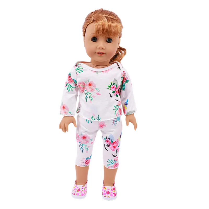 

Hot Sale Baby New Born Fit 17 inch American Doll Girl Clothes Accessories 43cm Rose Flower Suit For Baby Birthday Gift