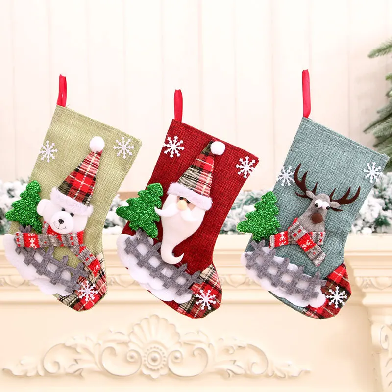 

New Year 2022 Christmas Stocking Gifts Bag for Children Christmas Xmas Decorations for Home Decor Navidad Natal Kids Gifts DIY