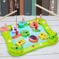 magnetic fishing wooden children toy simulation play house set pillar shape recognition educational toys gifts