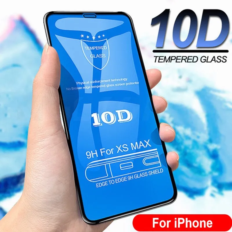 Закаленное стекло 10D для iPhone 12 11 Pro Max XS XR X 8 6S Plus SE2 защита экрана с изогнутыми