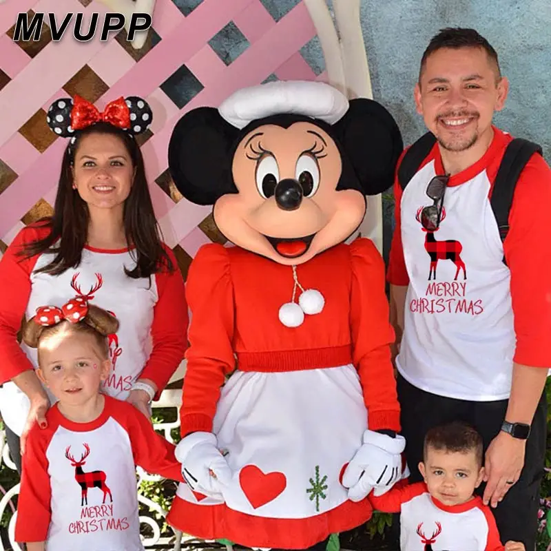 2019 семейная длинная футболка с принтом Санта Клауса Одинаковая одежда для всей