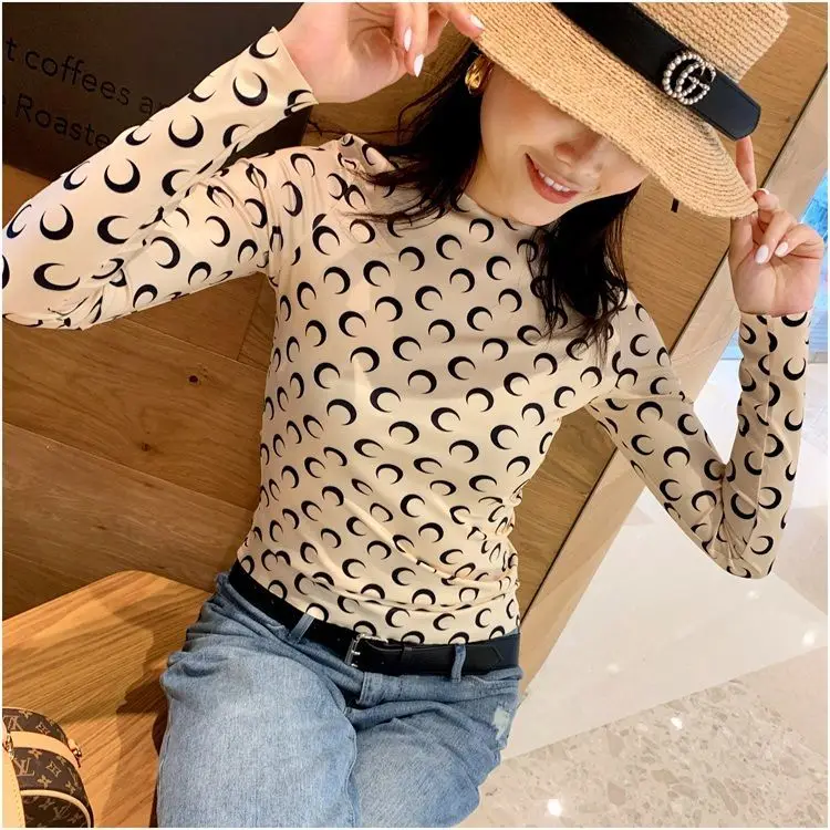 long sleeve T-shirt Летняя каваи Сетчатая футболка с длинными рукавами, с цветочным принтом, сексуальная прозрачная пляжная женская футболка, XXL - Цвет: long sleeve T-shirt