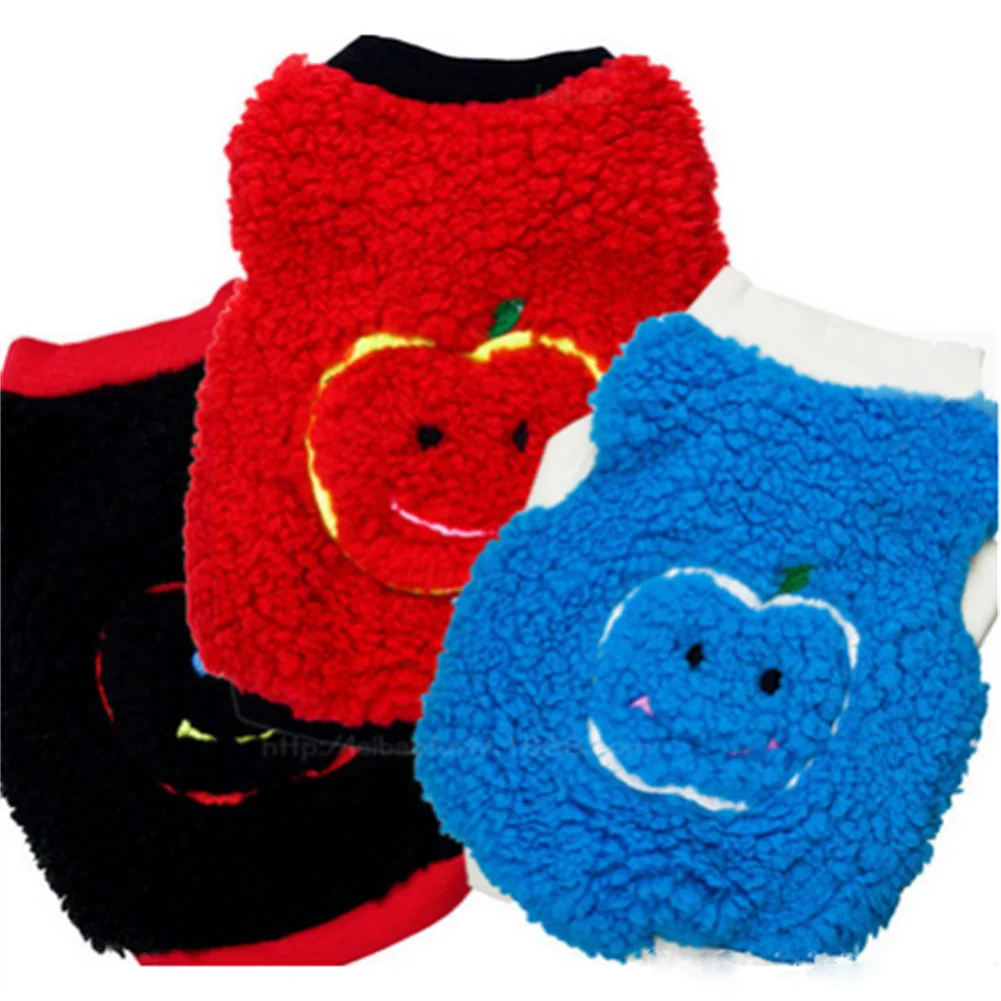 

Pet Supplies Winter Soft Cute Comfortable Fleece Embroidered Cute Apple Head Sweater Short Sleeve Jacket Vest Puppy Dog Clothes