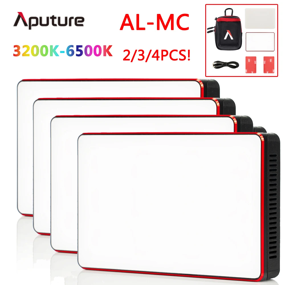 

1/2/3/4 pcs Aputure AL-MC Video Photography Lighting AL MC 3200K-6500K Portable LED mini RGB Light with HSI/CCT/FX Lighting Mode