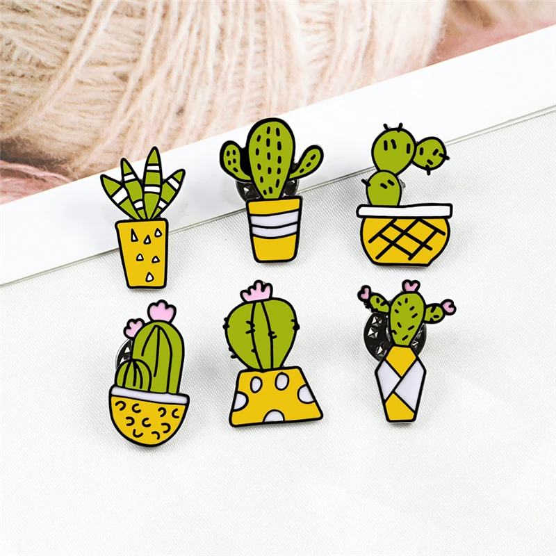2-6 шт./компл. мультяшный эмаль коллекция булавок кактус растение Череп Скелет на