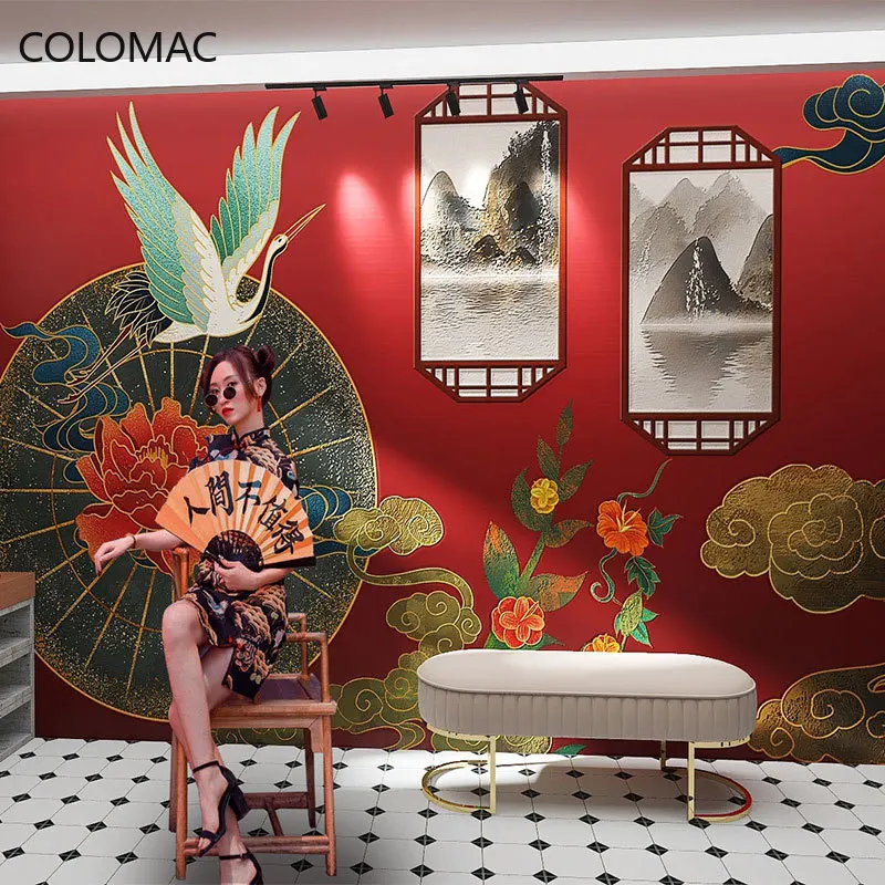 

Colomac Custom KOL China-chic Mahjong Hall Wallpaper Ancient Style Selfie Hall Photo Background Mural Wall Decor Dropshipping