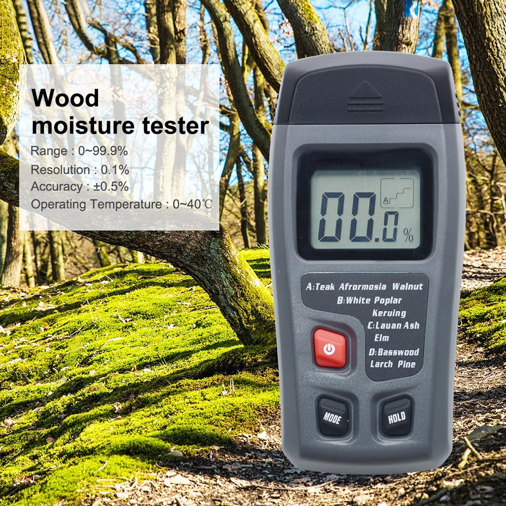 

MT10 Professional Digital Wood Humidity Tester Moisture Meter LCD Display Portable 0~99.9% Hygrometer Timber Damp Detector Tools