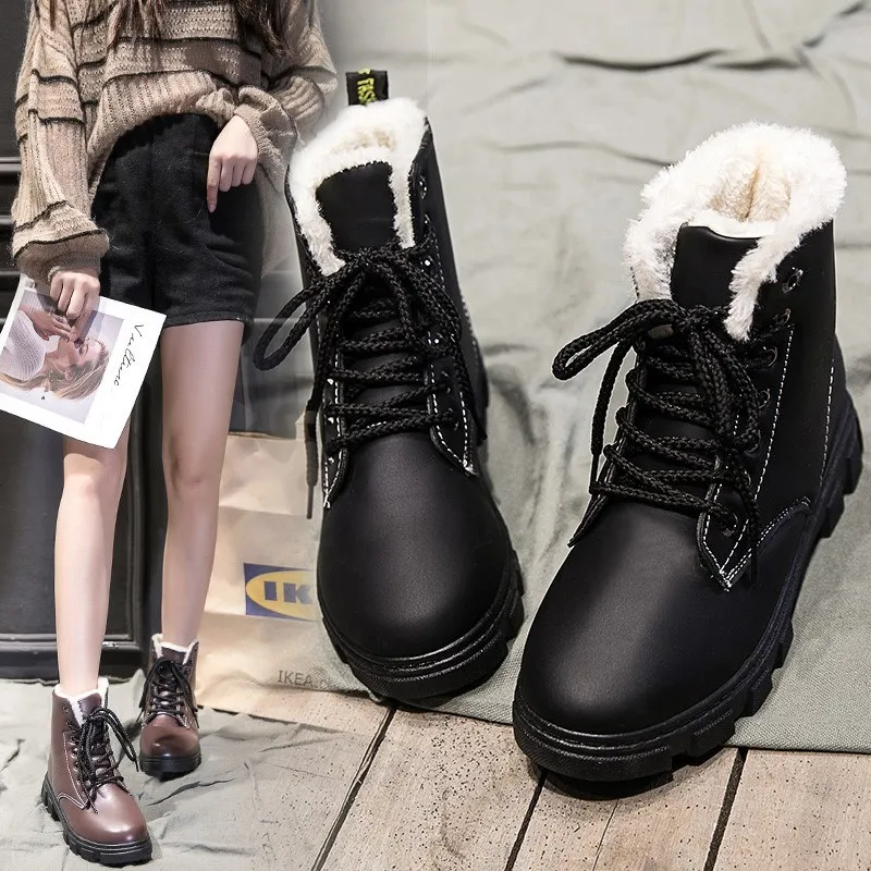 Меховые зимние новые теплые женские Ботинки Martin плюс бархатные ботинки