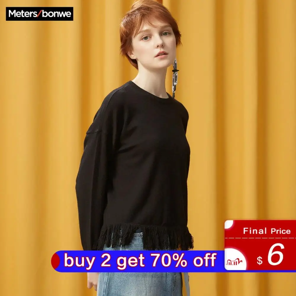 Хлопковый вязаный свитер Metersbonwe женские пуловеры водолазка Осень-зима базовые