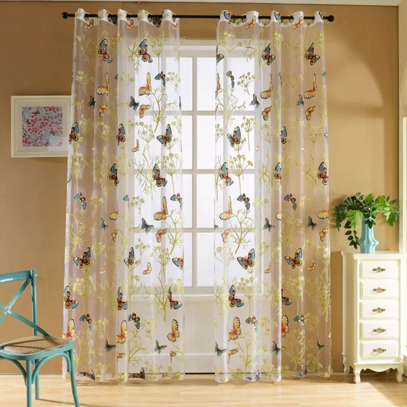 100x200cm Butterfly Curtain Panel Roman Window Valance Kitchen Curtains String Fabric For Yarn Rustic Screen Home Decorations | Дом и сад