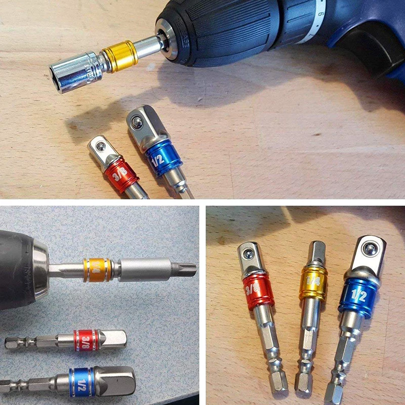 

Socket Adapter Chrome Vanadium Steel Impact Drivers Hex Shank Repairing Tools