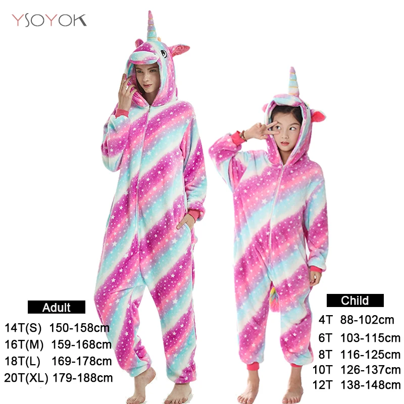 Rose star Unicorn Для мальчиков и девочек единорог пижамы кигуруми от Onesie Детские пижамы зимняя Для женщин; Пижама с рисунком животных; одеяло "Стич" в виде панды, спортивный костюм, одежда для сна - Цвет: Rose star Unicorn