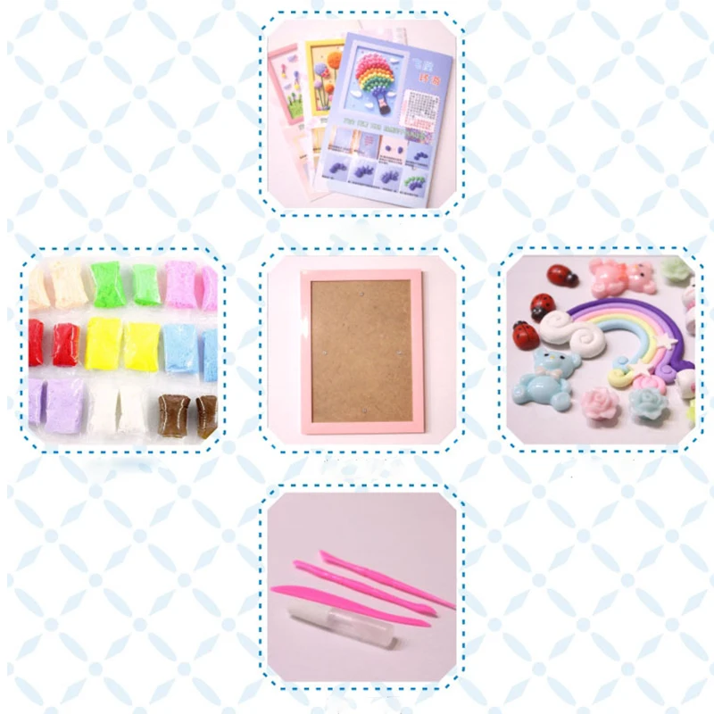 

Children's DIY ultra-light clay photo frame painting material package parent-child activities color mud three-dimensional painti