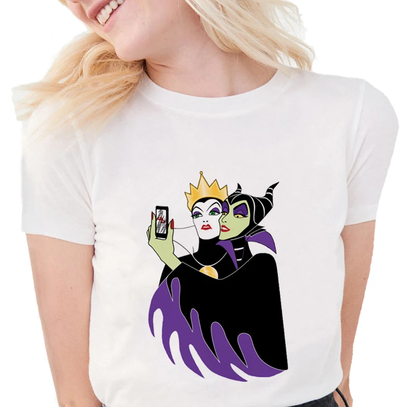 Забавный злодей футболка с селфи maleficent ведьма королева футболки модные женские мягкие хлопковые с коротким рукавом повседневные белые топы футболки