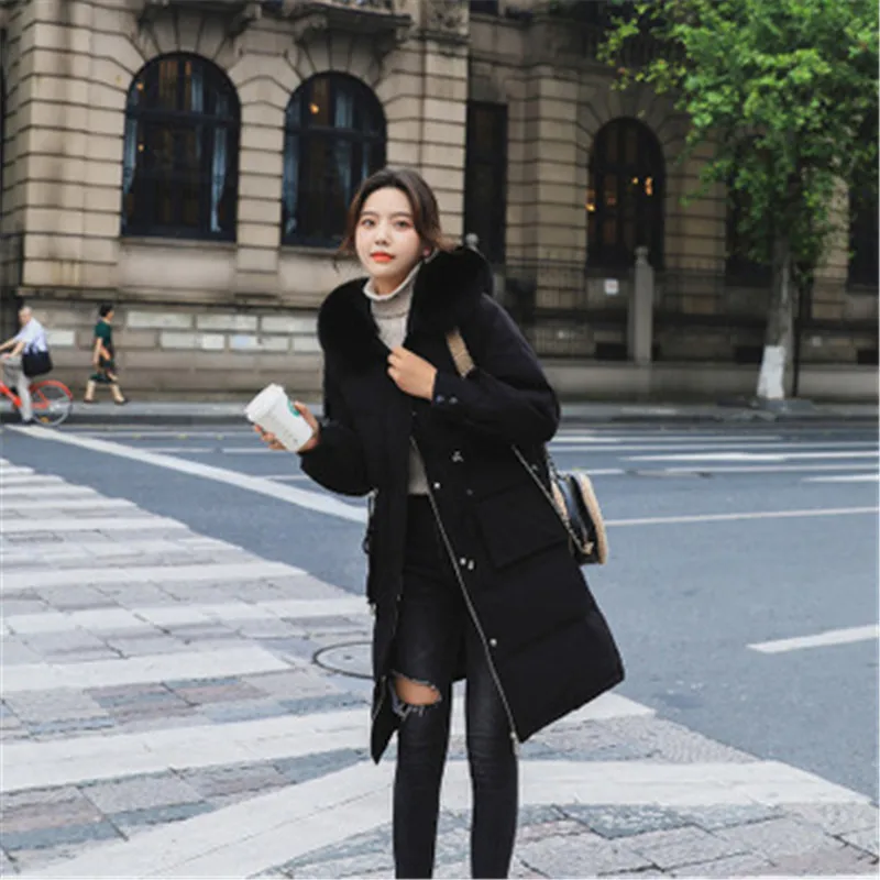 

2020 Women Winter Parka White Duck Down Inner Female Long Jacket Coat Loose Thick Outerwear Casaco Feminino Parkas M36