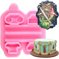 ancient columns border silicone molds cupcake topper fondant cake decorating tools cookie baking candy chocolate gumpaste moulds