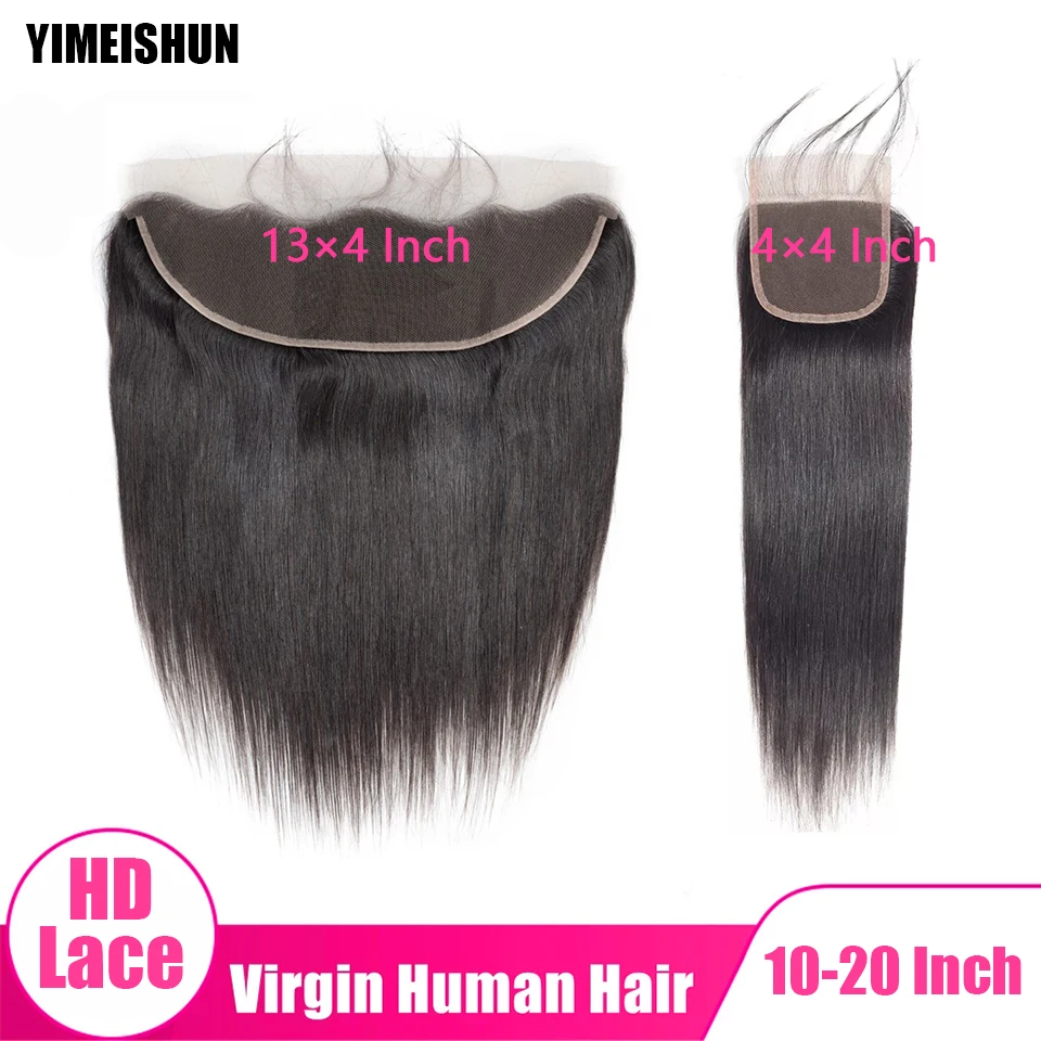 

13x4 4x4 HD Lace Frontal Human Hair 100% Human Remy Brazilian Hair Natural Hairline Free/Middle Part Lace Closure