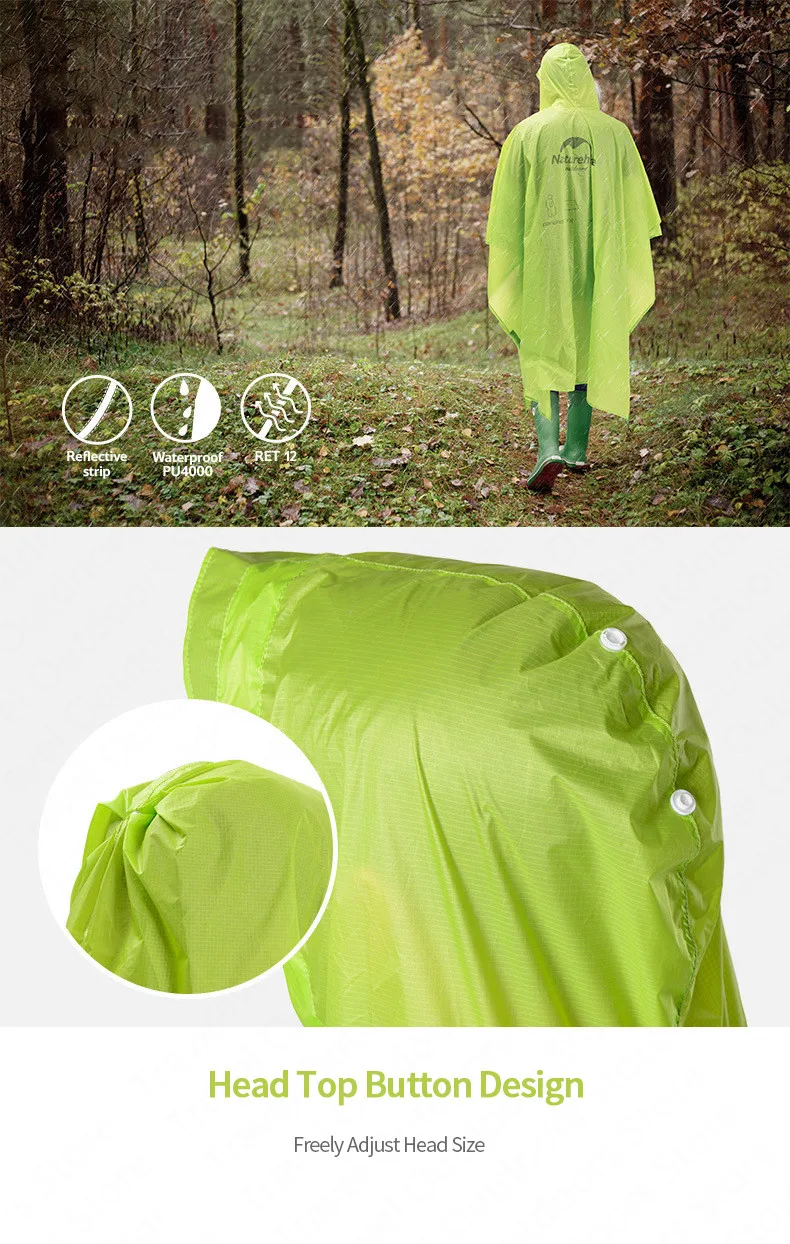 Naturehike Открытый дождевик 3 в 1 Многофункциональный дождевик непромокаемый портативный используется для коврики Палатка Туризм путешествия Кемпинг Рыбалка