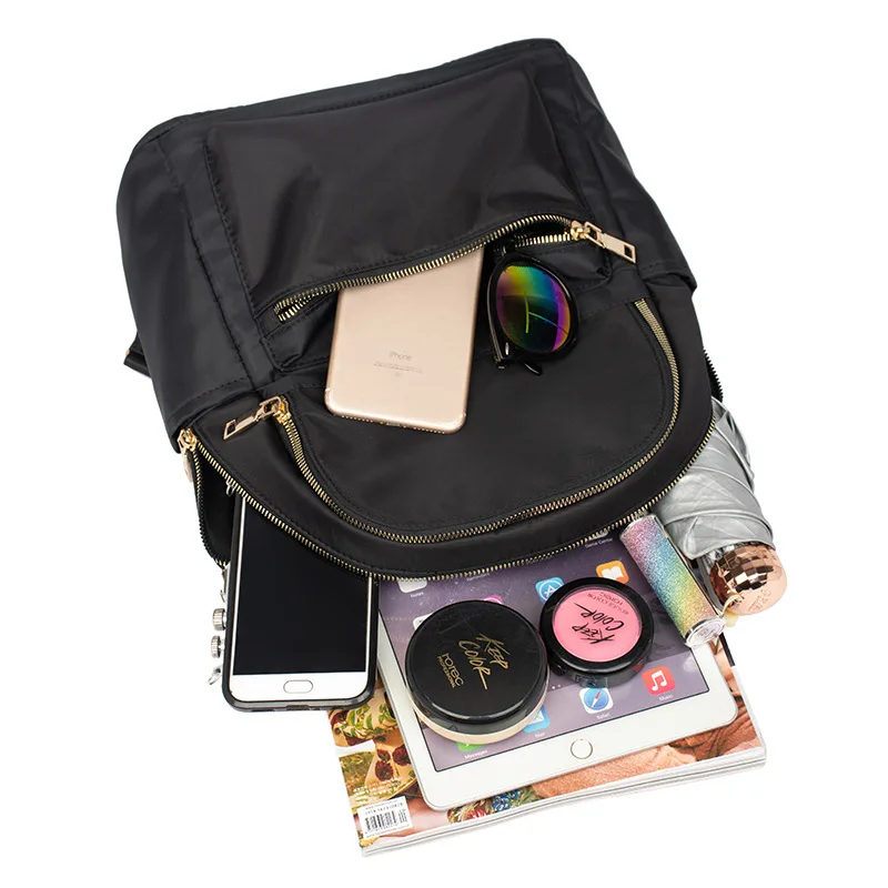 2019 Women Black Waterproof Nylon School Bags Casual Oxford Backpack for Teenage Girls High Quality Fashion Travel Tote | Багаж и сумки