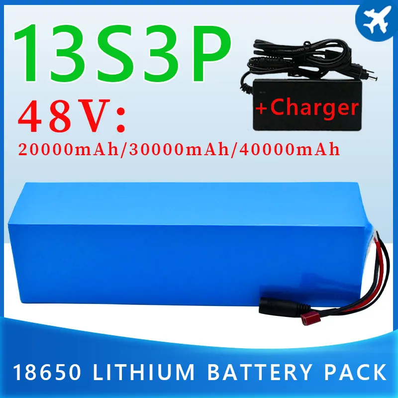 

high-capacity 40Ah 1000W 13s3p 48V 18650lithium ion battery pack for 54.6V electric bicycle scooter with BMS + 54.6V charger