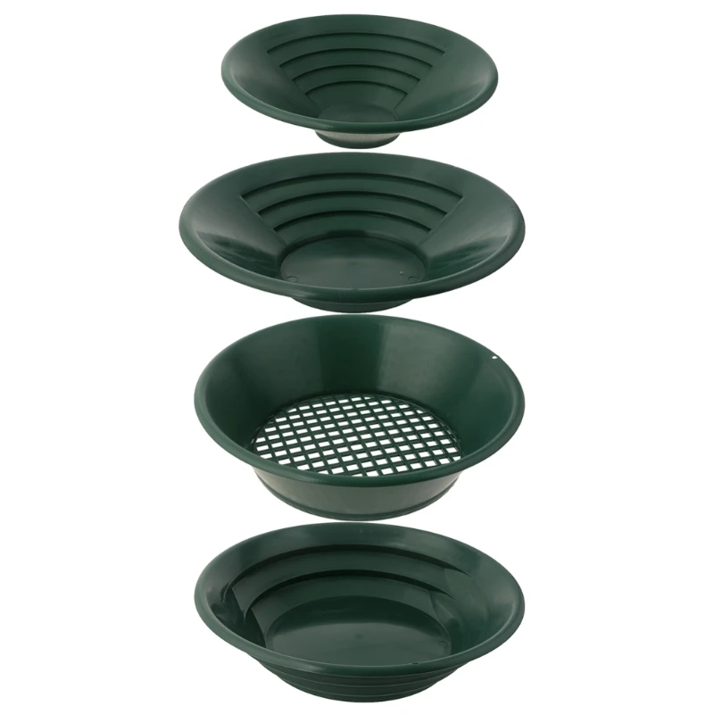 

4 pcs Plastic Green Color Gold Pan Used for Mining and Sieving Pan Kit Suitable for Gold Filtering in Rivers and Waters