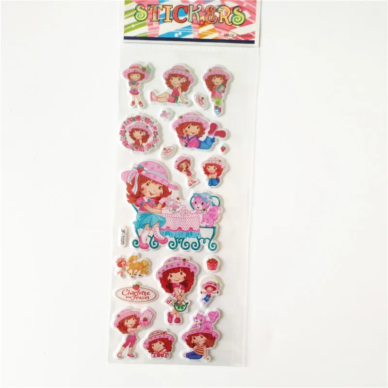 Pegatina para ordenador port&aacute;til con dise&ntilde;o de fresa para ni&ntilde;as, libro de recortes de espuma, bricolaje, Kawaii, decoraci&oacute;n de diario, juguetes de burbujas, 6 uds.-2