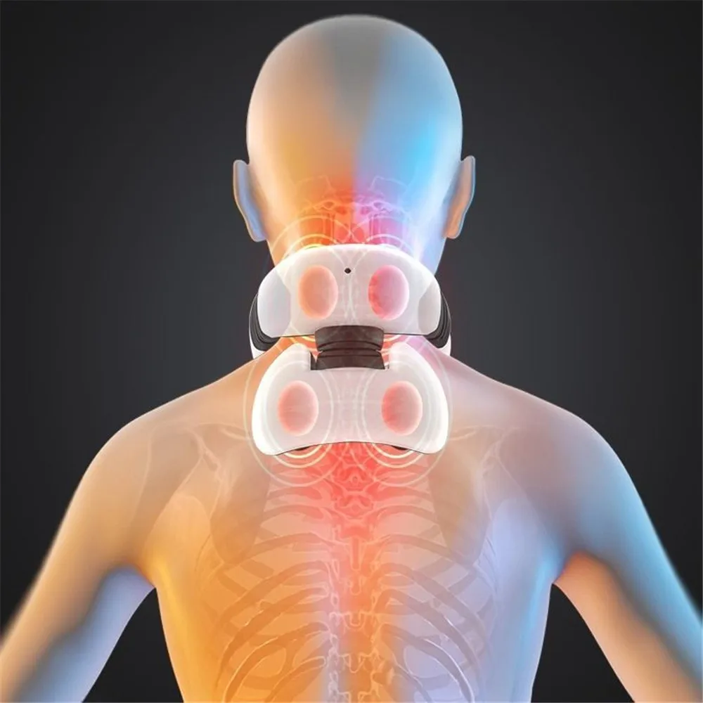 

4 Heads Electric Neck Back Massager Shoulder Pulse Back Hot Compress Heating Pain Relief Neck Protector Relaxation Massager