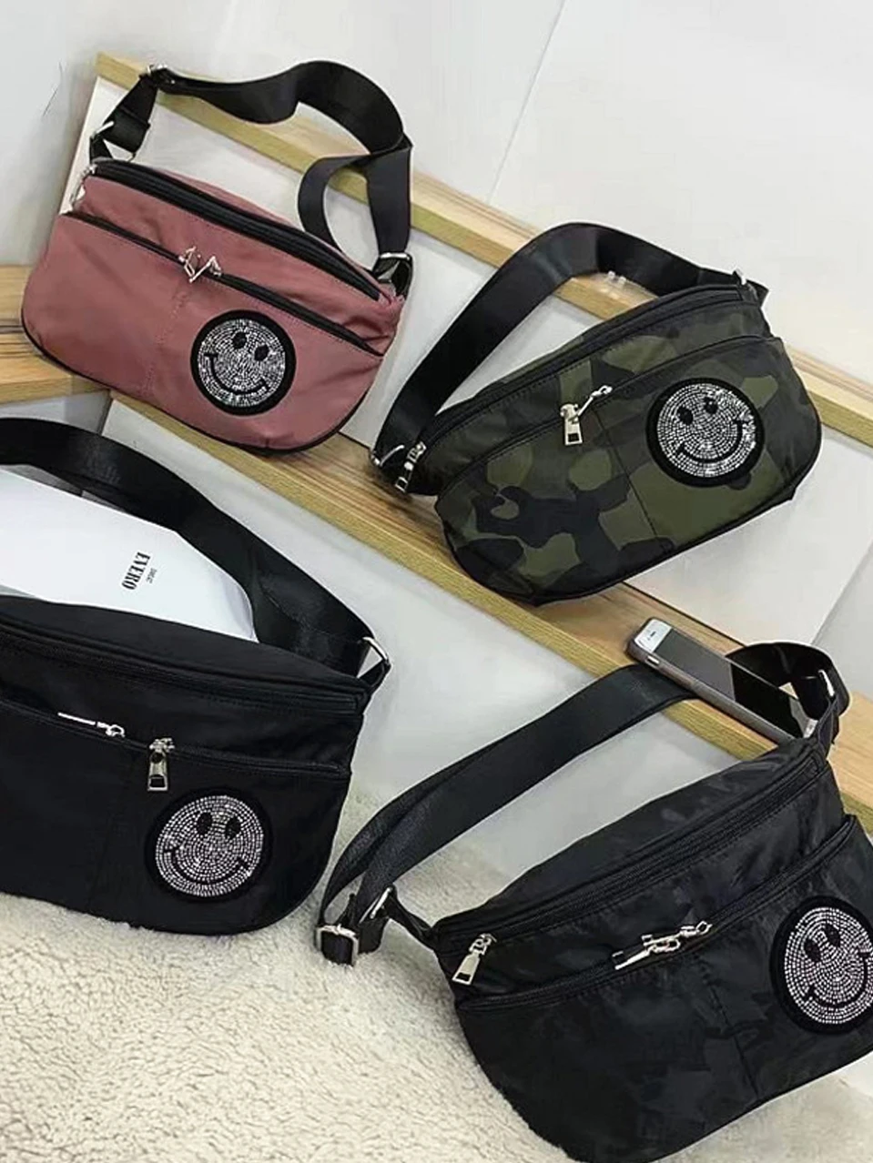 Черная камуфляжная Женская Повседневная сумка-мессенджер через плечо с