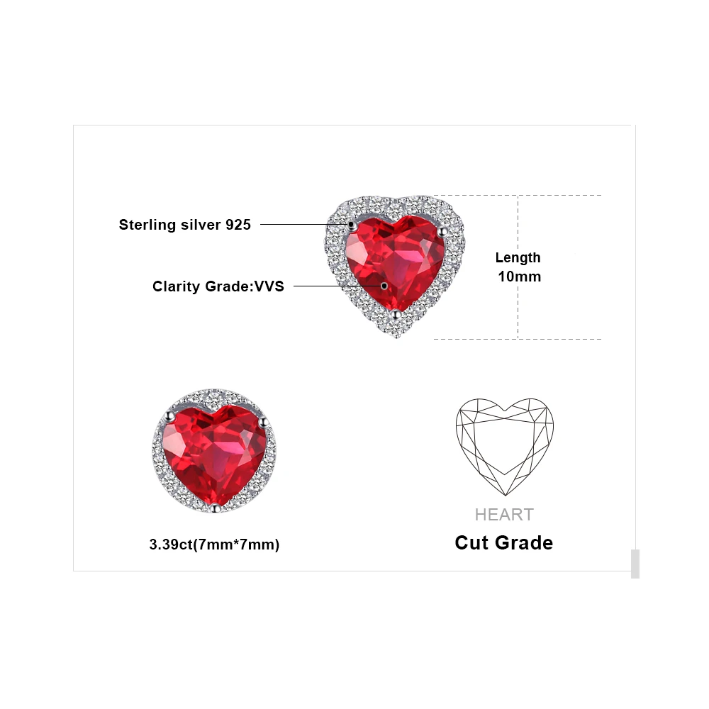 Женские серьги-гвоздики в форме сердца JewelryPalace серьги из стерлингового серебра 925