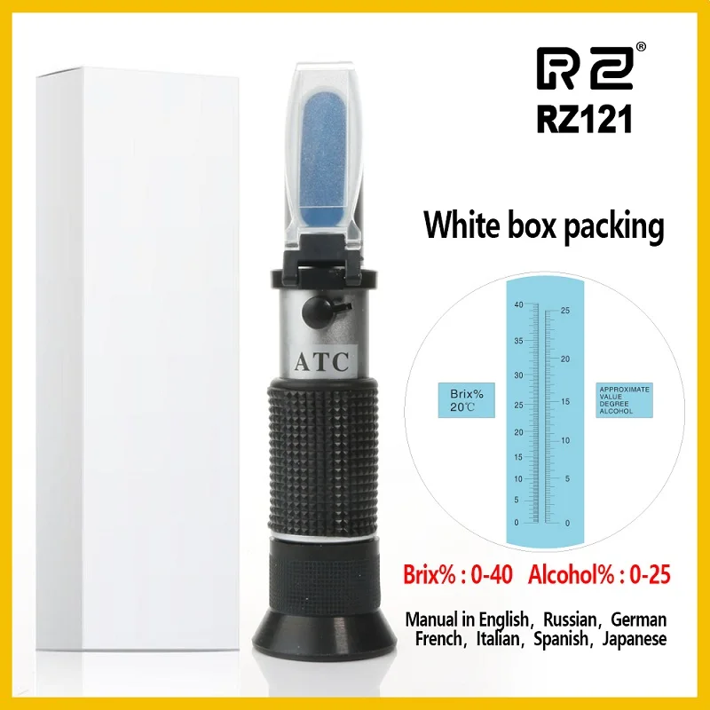 RZ121-Whitebox RZ винный рефрактометр спиртометр спирт сахар виноград вино 0~ 25% Спирт 0~ 40% БРИКС тестер метр ATC Вино рефрактометр - Цвет: RZ121-Whitebox