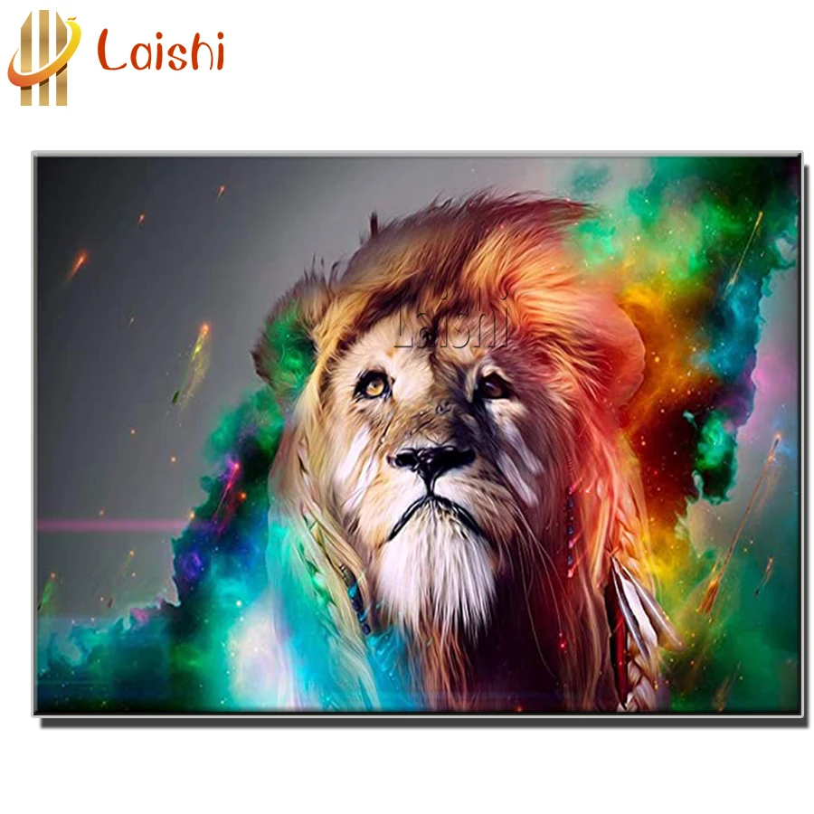 

Алмазная живопись 5D "сделай сам", цвет, фантазия, Лев, искусственная вышивка, Новое поступление, Декор для дома