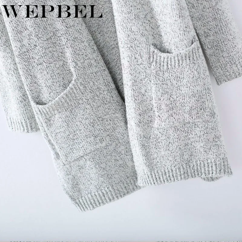 

WEPBEL Women Long Sleeve Loose Cardigan Sweater Cardigan Knitted Oversized Long Sweater with Pocket