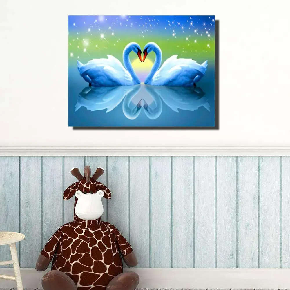 Алмазная живопись лебедя полный круг картина с животным алмазная вышивка стразы